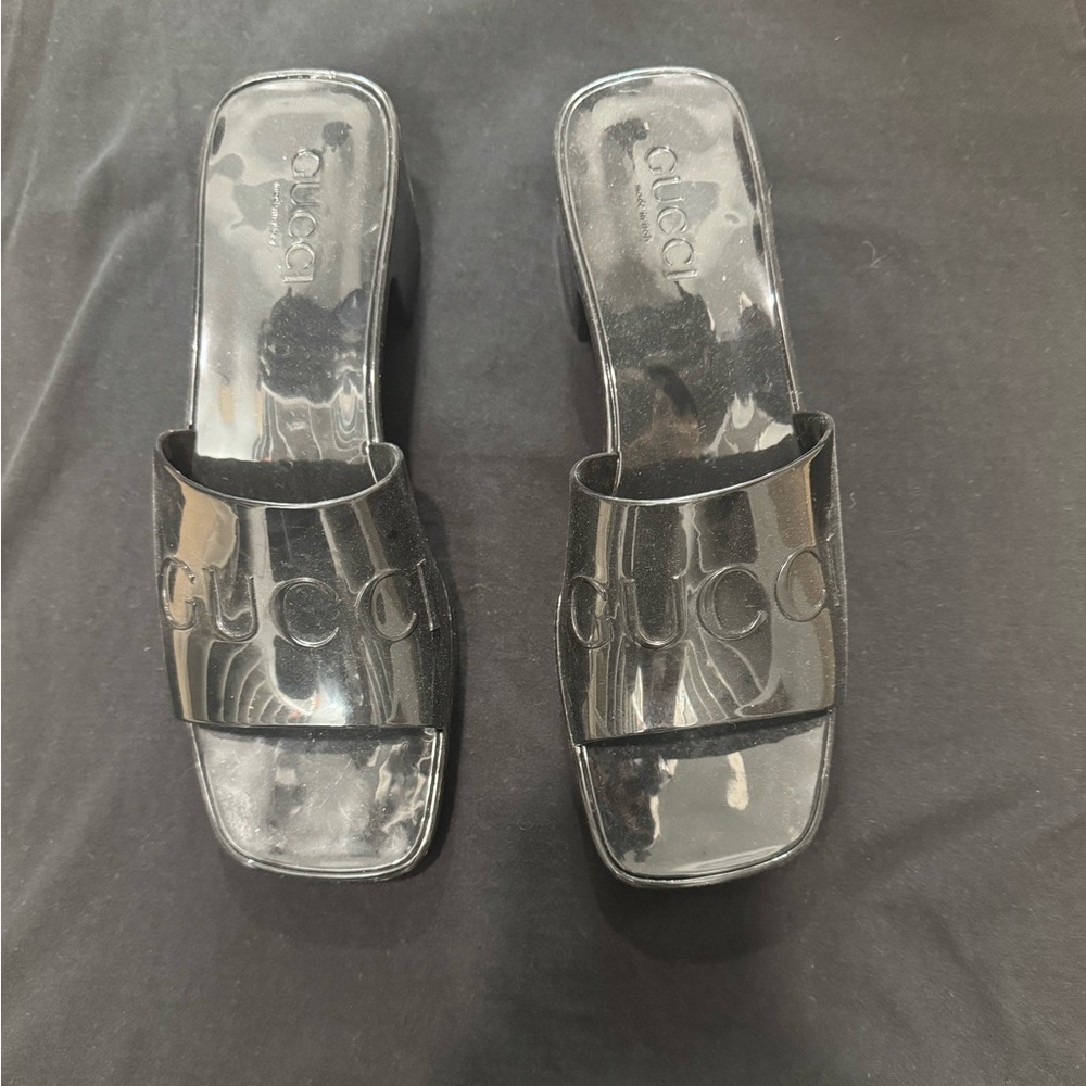 Gucci rubber slides black shoes sandals